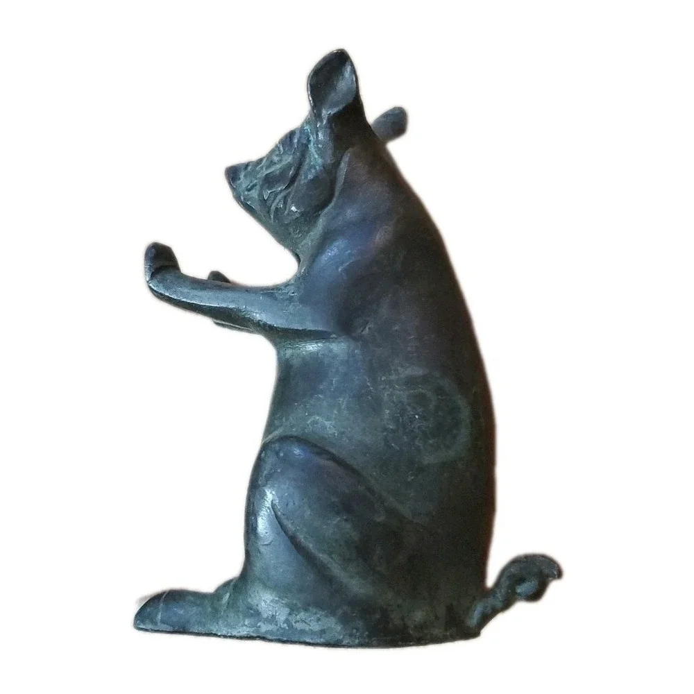 San Pacific Int'l SPI Vintage Pig Bookends Iron Pair Hogs Boars Door Stops *flaw
